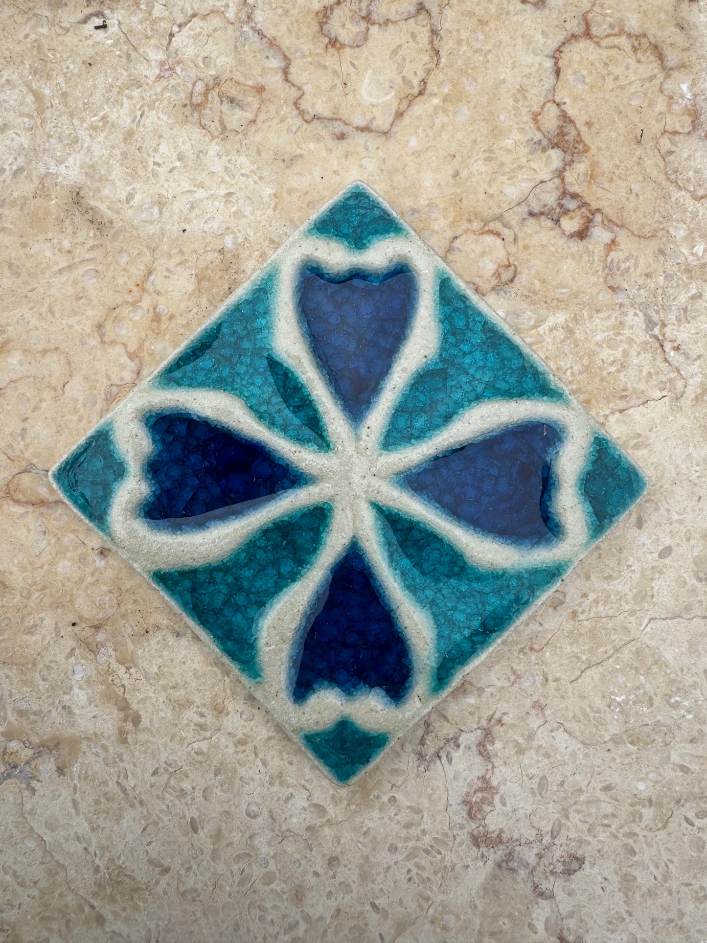 Decorative Glass Tile | Set of 10 | 100 x 100 mm | Clover