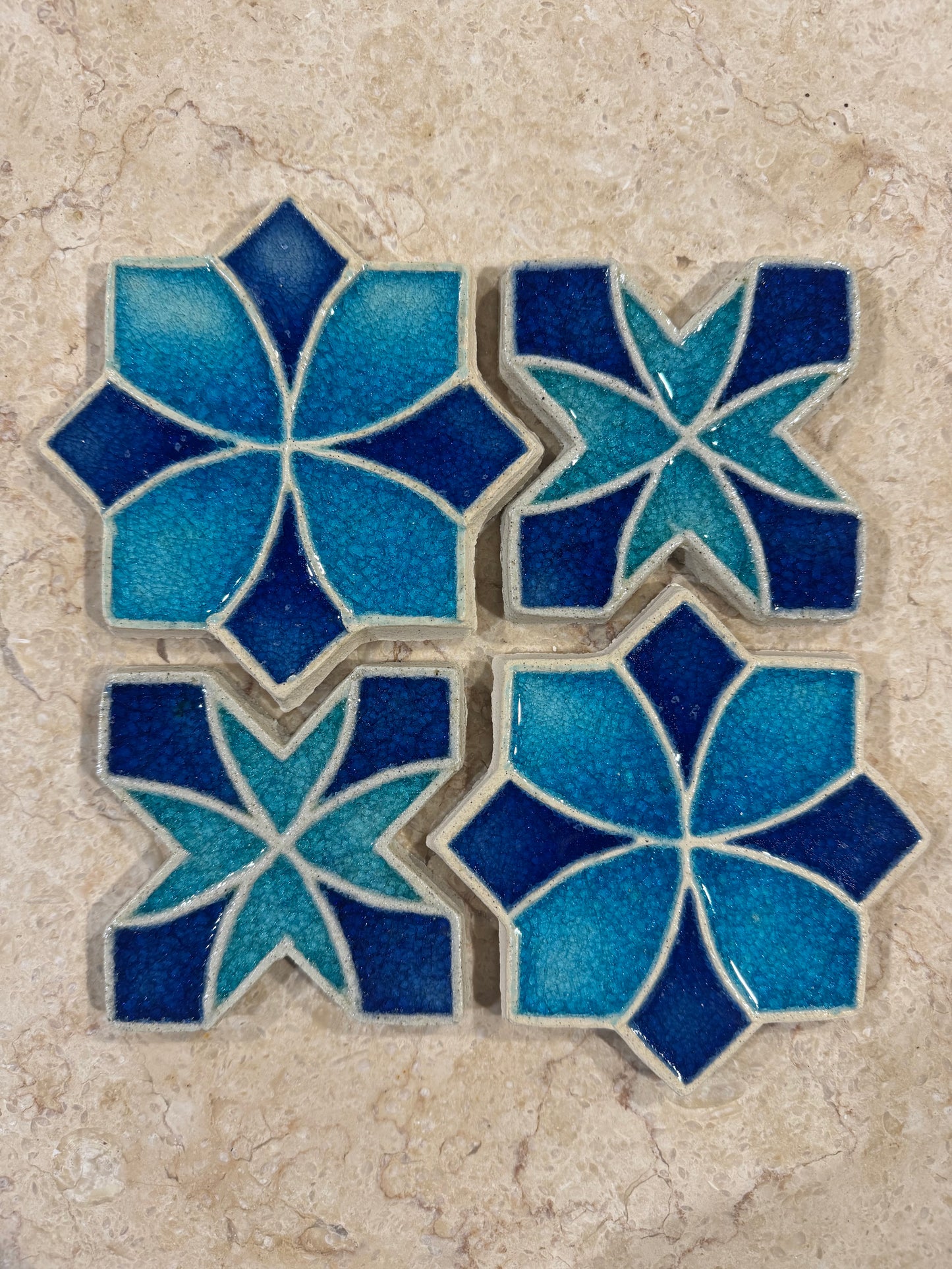 Crystal Glass Star & Cross Tiles | Set of 10 | Spirit Cycle