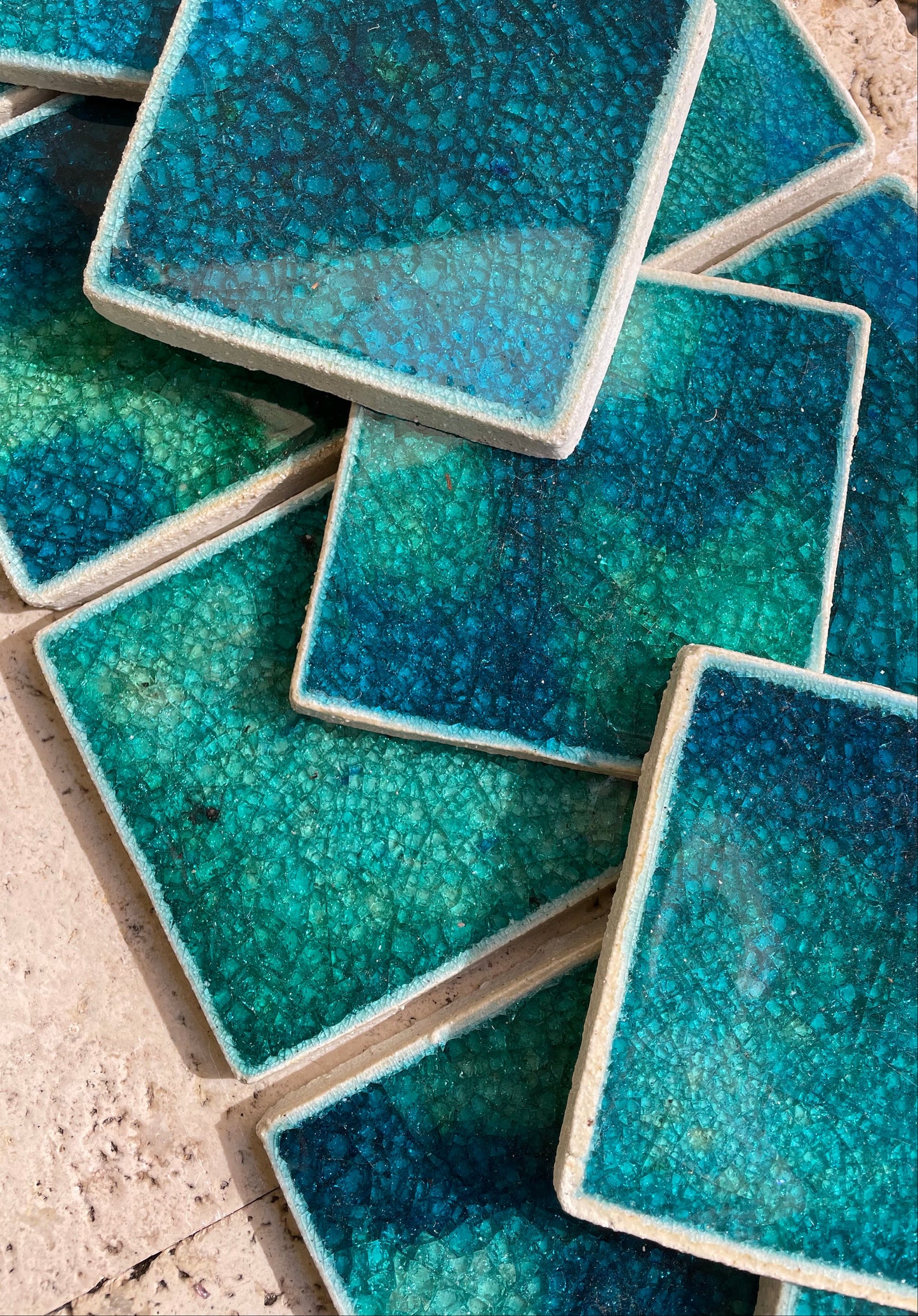 Crystal Glass Jewel Tiles in Motion - Large Format 150 x 150 mm