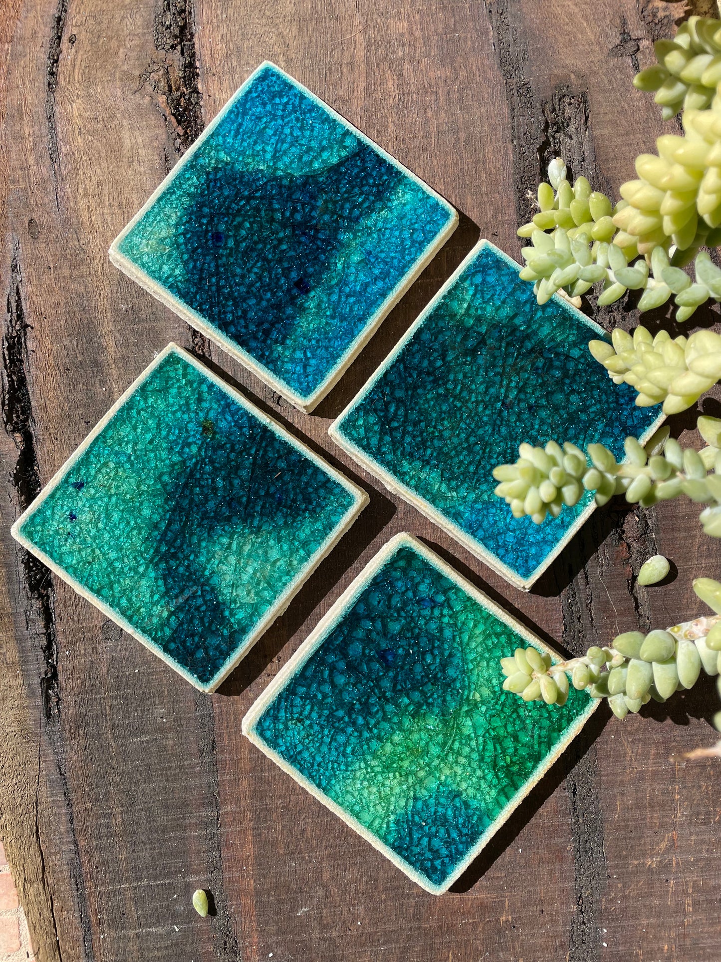 Bespoke Glass Jewel Coaters in Motion - Set of 4