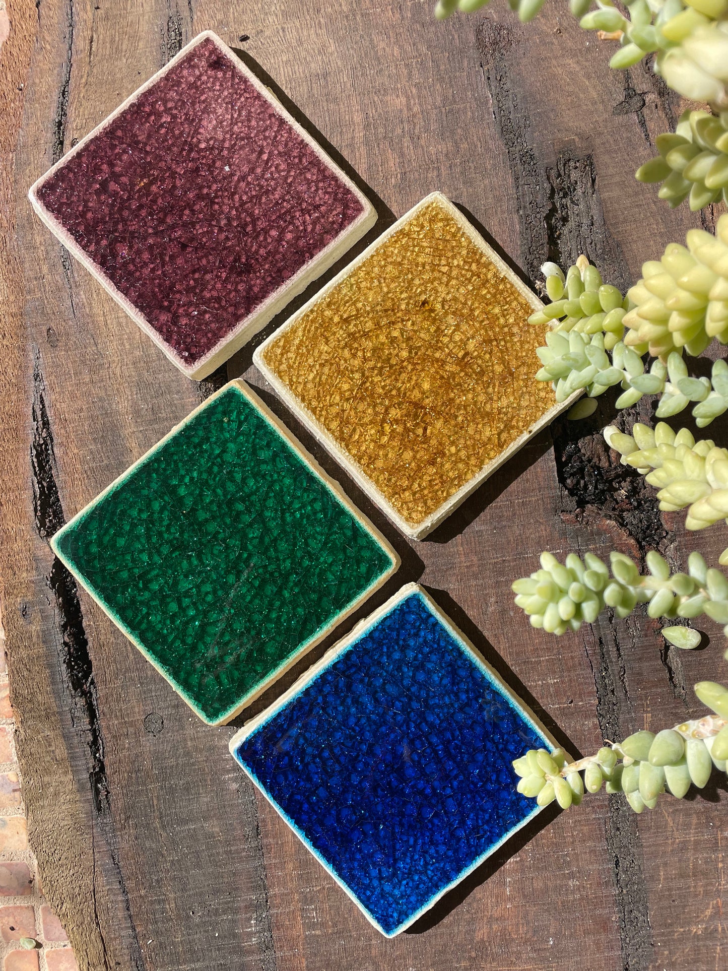 Bespoke Jewel Tile Coaters Solid - Set of 4