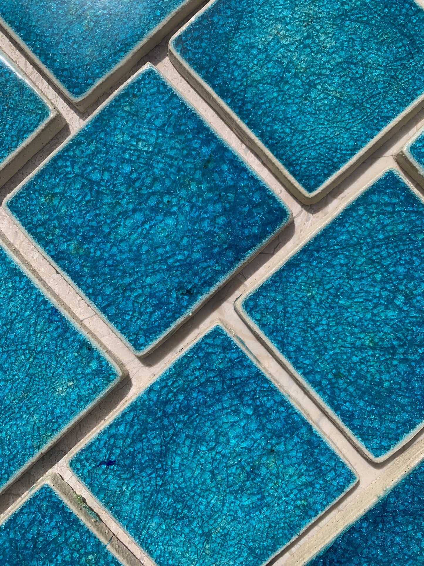 Turquoise - Bespoke Crystal Glass jewel Tiles: Set of 10