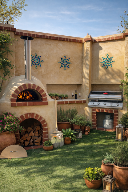 Wood Fired Pizza Oven + BBQ Area + Prep Station - Alfresco Monte