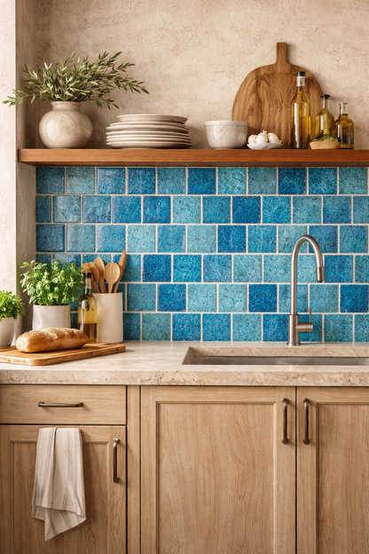 Bespoke Crystal Glass Jewel Tile: Turquoise