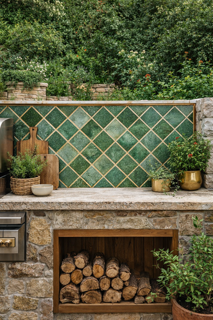 Emerald: Bespoke Crystal Glass Jewel Tile - Set of 10