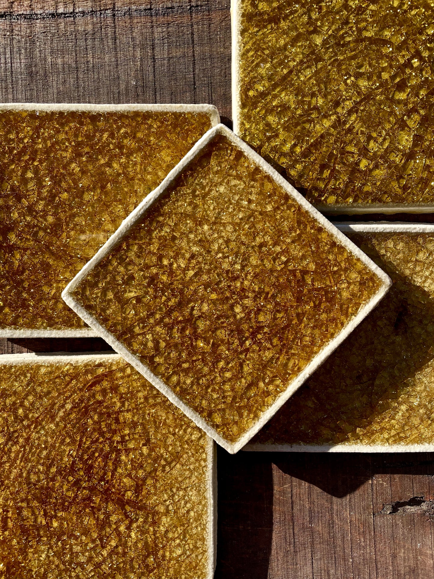 Amber - Bespoke Crystal Glass Jewel Tile: Set of 10