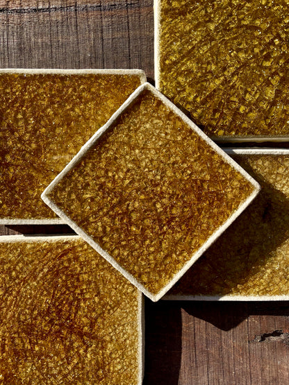 Amber - Bespoke Crystal Glass Jewel Tile: Set of 10