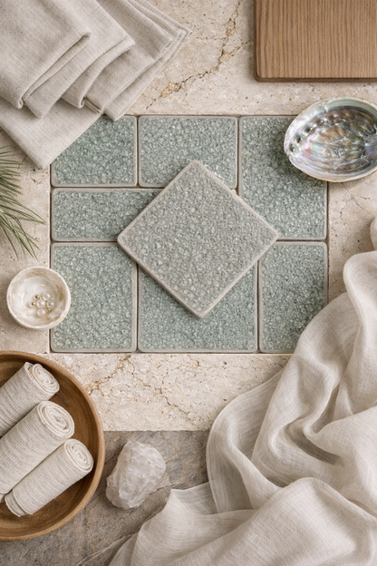 Quartz - Bespoke Crystal Glass Jewel Tiles: Set of 10