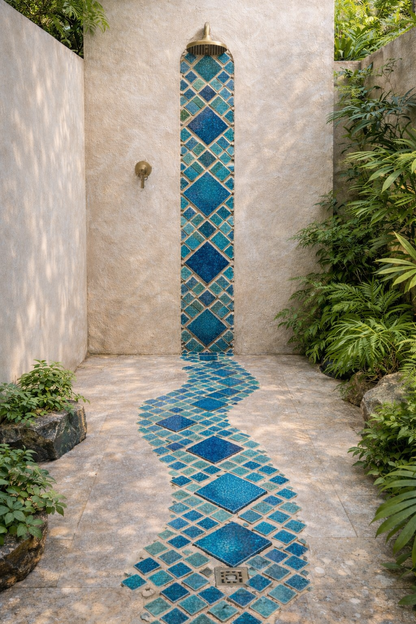 Bespoke Crystal Glass Jewel Tile: Turquoise