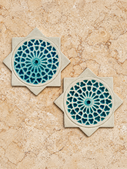 Decorative Crystal Glass Tiles | Star | Set of 10 | Star Mandala
