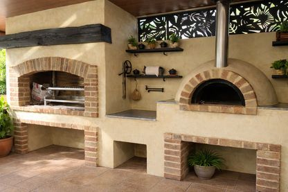 Wood Fired Pizza Oven + BBQ Area + Prep Station - Alfresco Monte