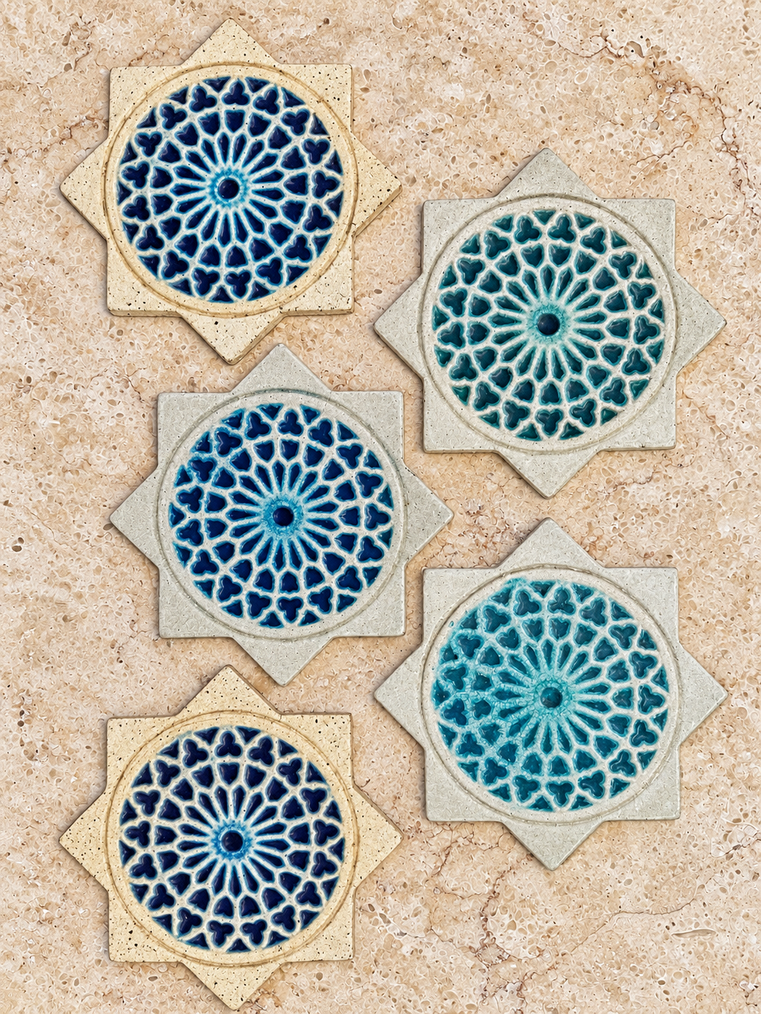 Decorative Crystal Glass Tiles | Star | Set of 10 | Star Mandala