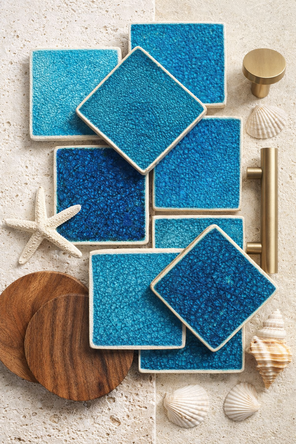 Bespoke Crystal Glass Jewel Tile: Turquoise