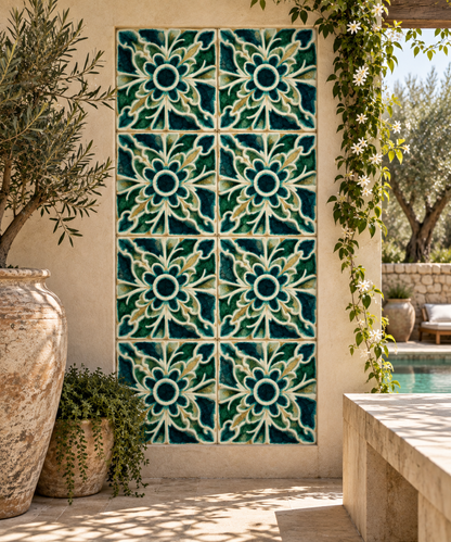 Decorative Crystal Glass Tile | Set of 10 | 100 x 100 mm | Mandala Seed