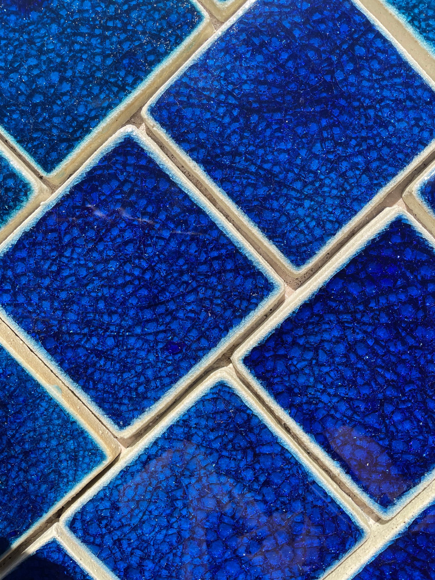 Sapphire: Bespoke Crystal Glass Jewel Tile: Set of 10