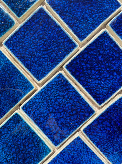 Sapphire: Bespoke Crystal Glass Jewel Tile: Set of 10