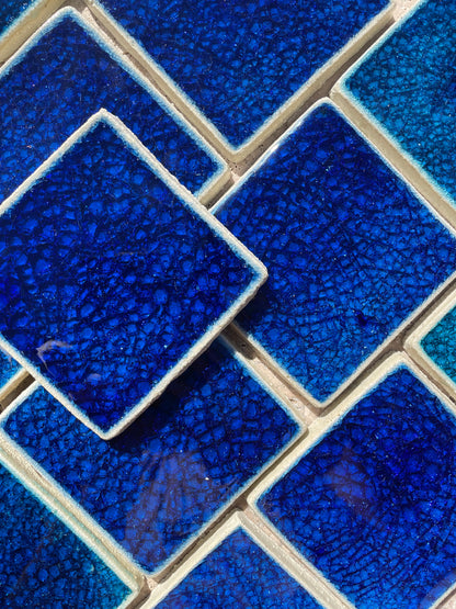 Sapphire: Bespoke Crystal Glass Jewel Tile: Set of 10