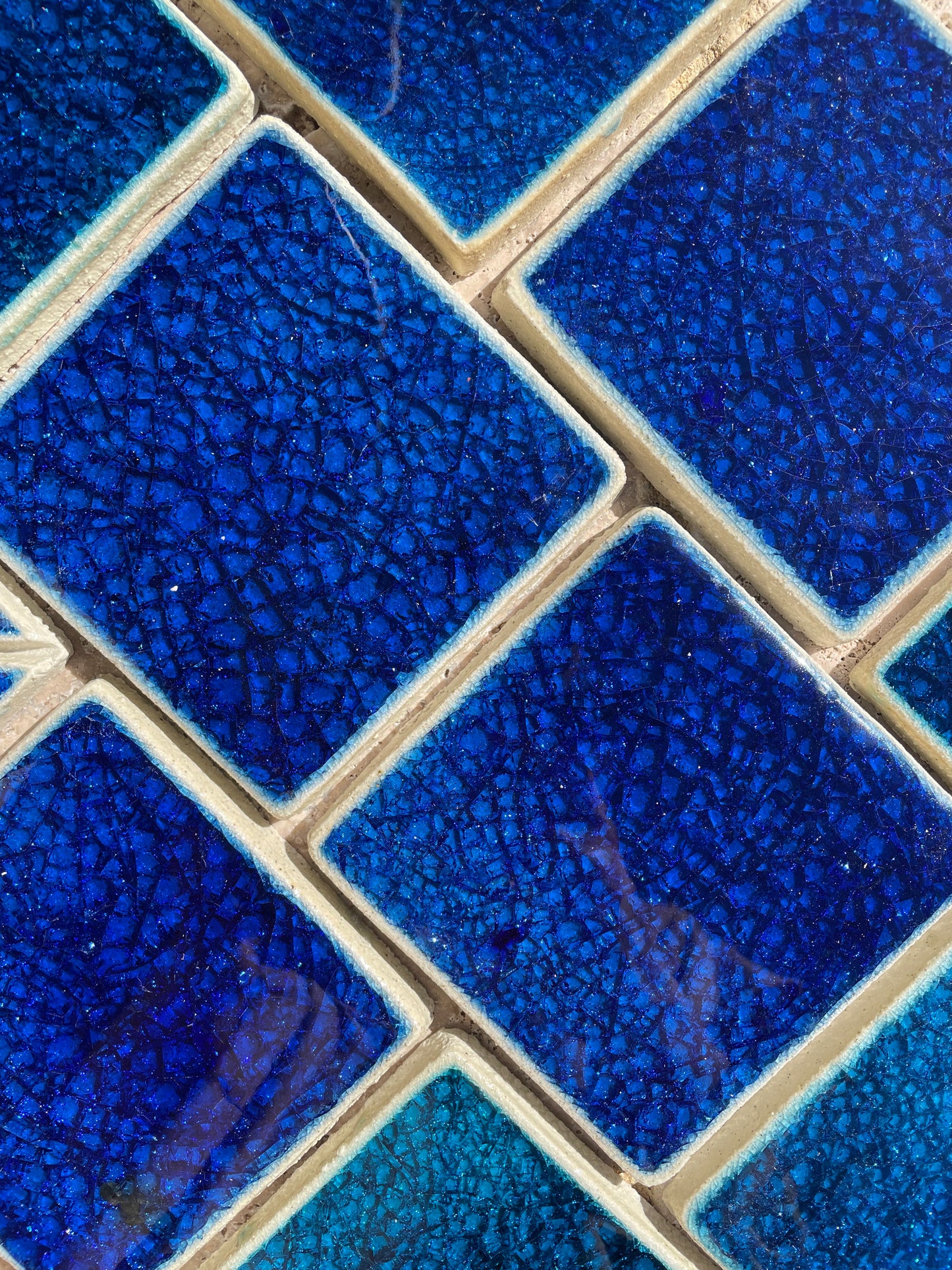 Sapphire: Bespoke Crystal Glass Jewel Tile: Set of 10
