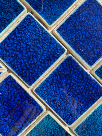 Sapphire: Bespoke Crystal Glass Jewel Tile: Set of 10