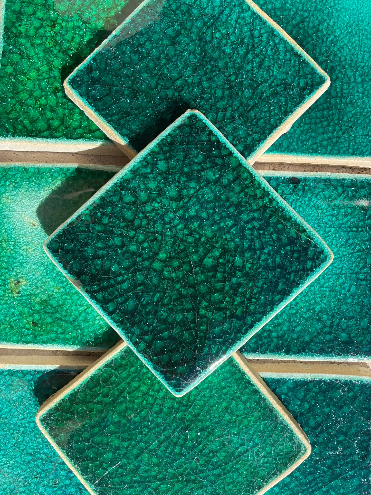 Crystal Glass Tiles | Set of 10 | Emerald