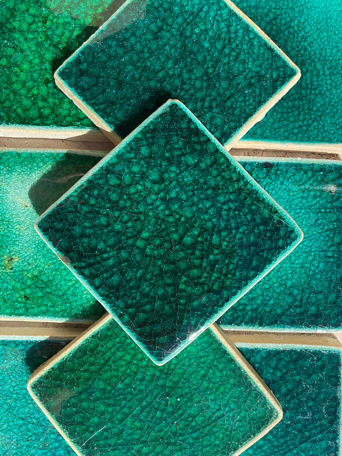 Crystal Glass Tiles | Set of 10 | Emerald