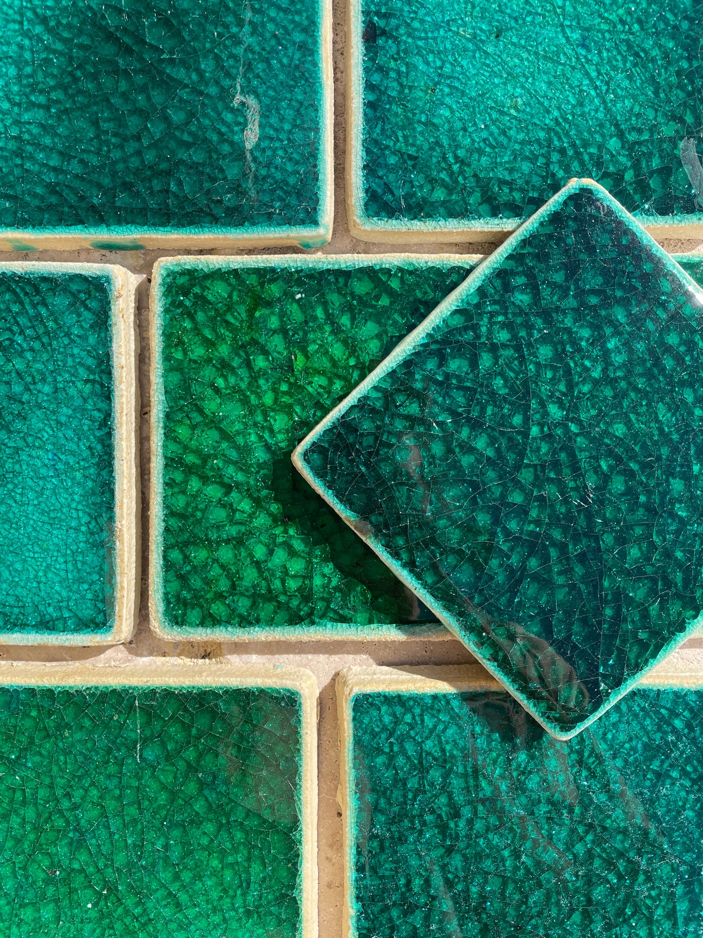 Crystal Glass Tiles | Set of 10 | Emerald