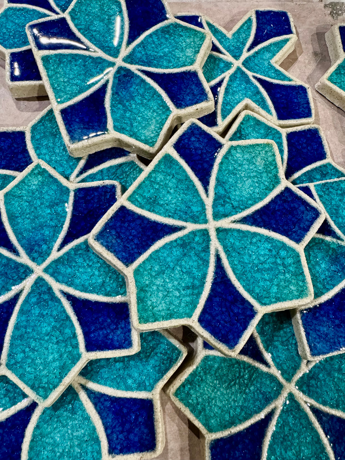 Crystal Glass Star & Cross Tiles | Set of 10 | Spirit Cycle
