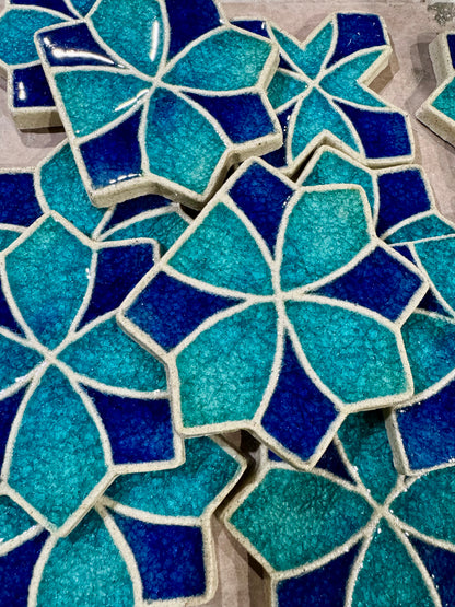 Crystal Glass Star & Cross Tiles | Set of 10 | Spirit Cycle