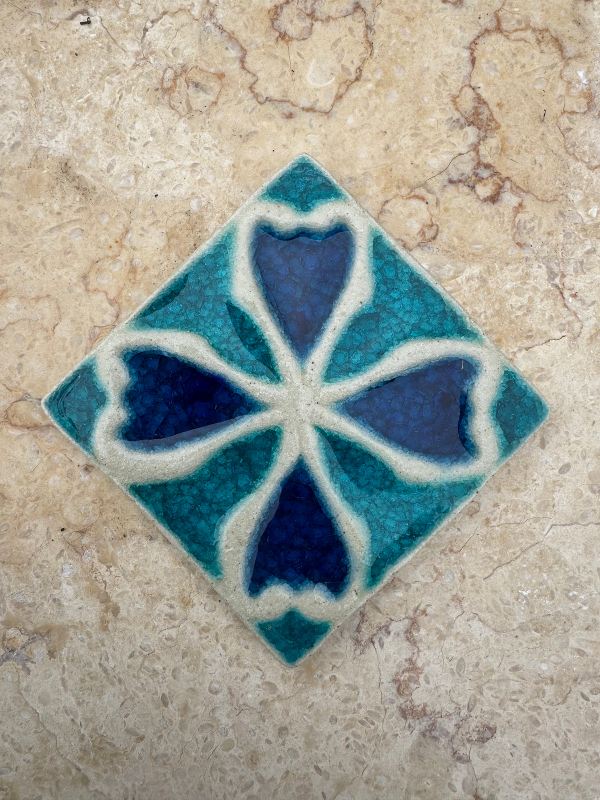 Decorative Glass Tile | Set of 10 | 100 x 100 mm | Clover