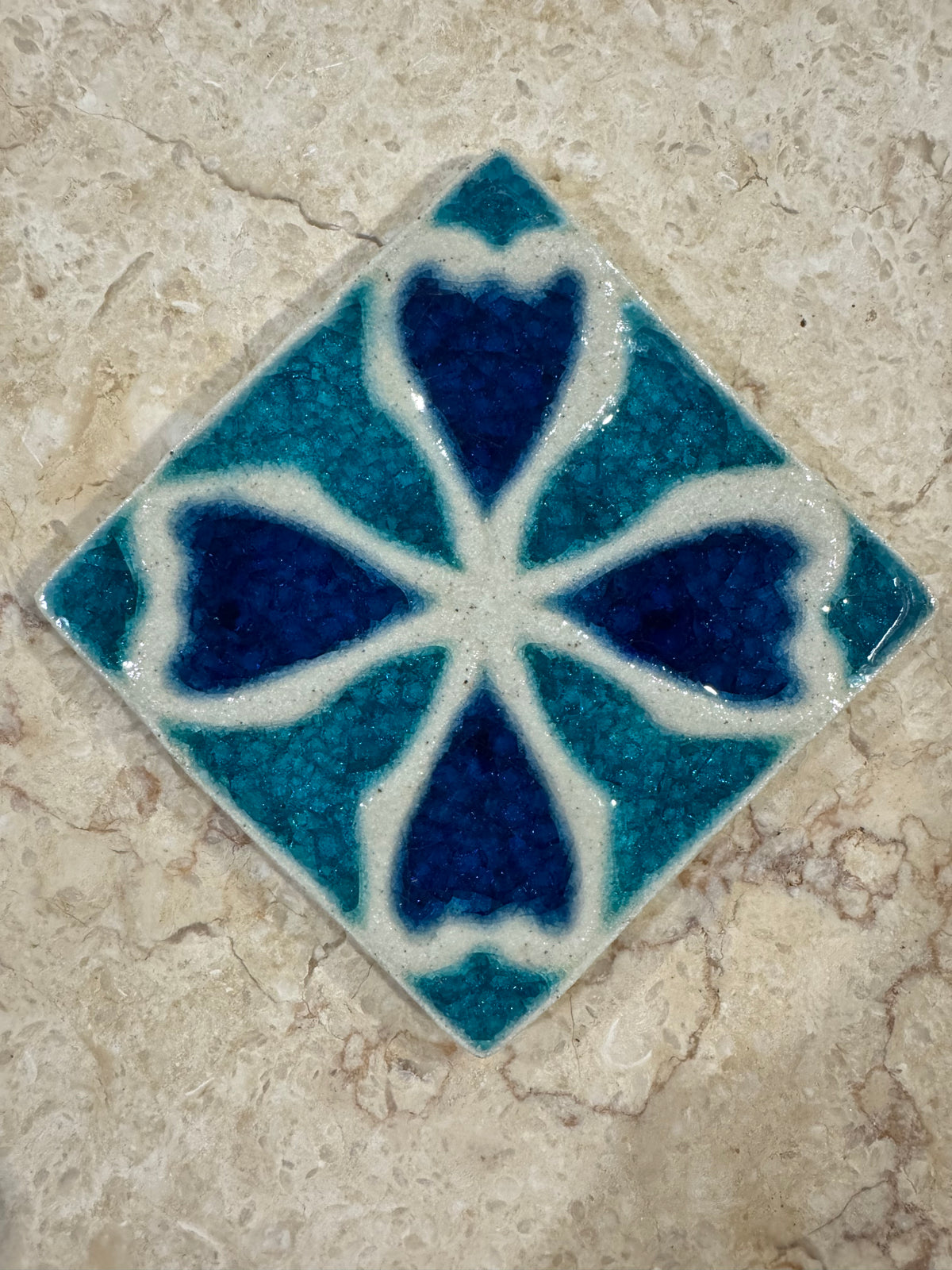 Decorative Glass Tile | Set of 10 | 100 x 100 mm | Clover