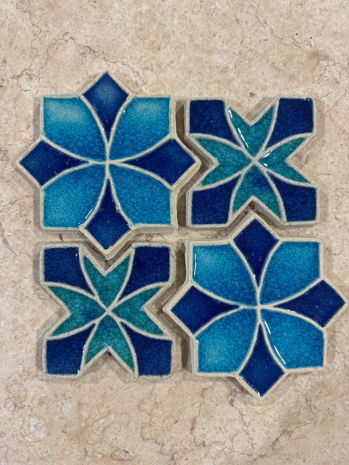 Crystal Glass Star & Cross Tiles | Set of 10 | Spirit Cycle