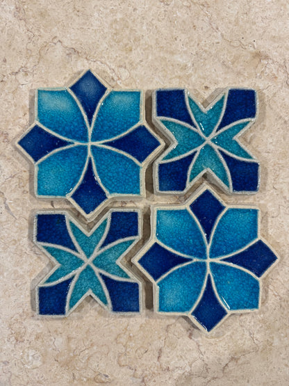 Crystal Glass Star & Cross Tiles | Set of 10 | Spirit Cycle