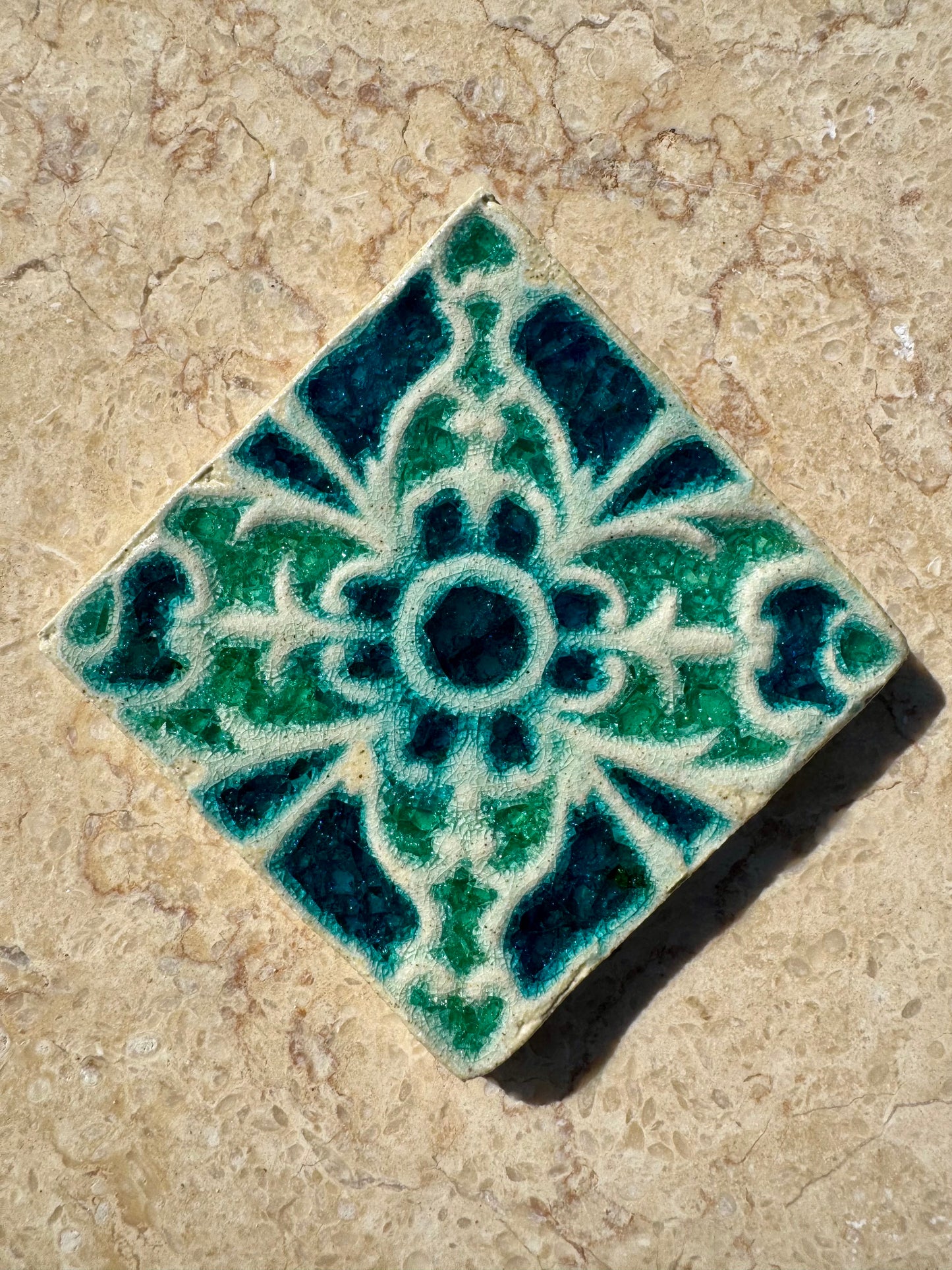 Decorative Crystal Glass Tile | Set of 10 | 100 x 100 mm | Mandala Seed