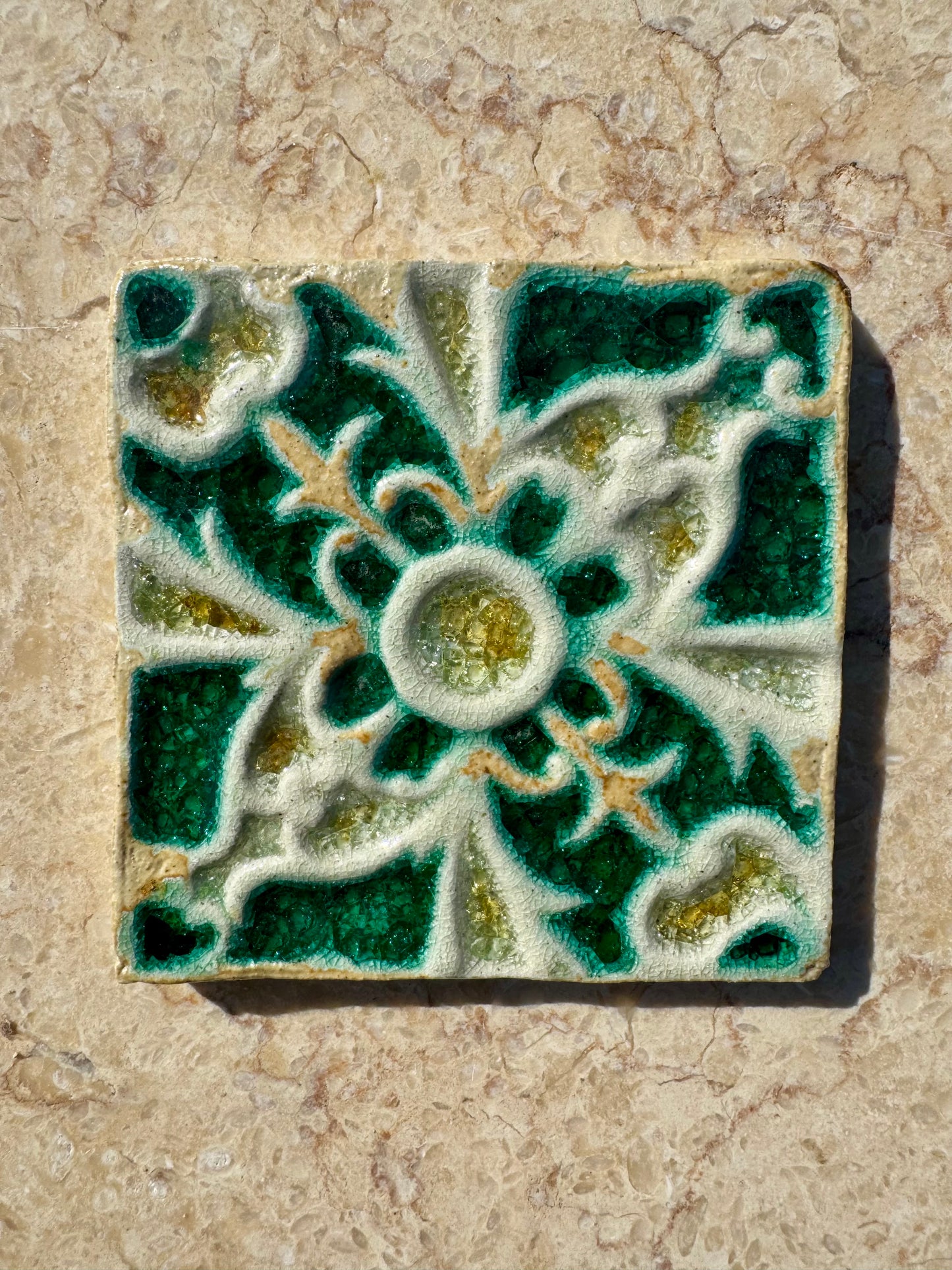 Decorative Crystal Glass Tile | Set of 10 | 100 x 100 mm | Mandala Seed