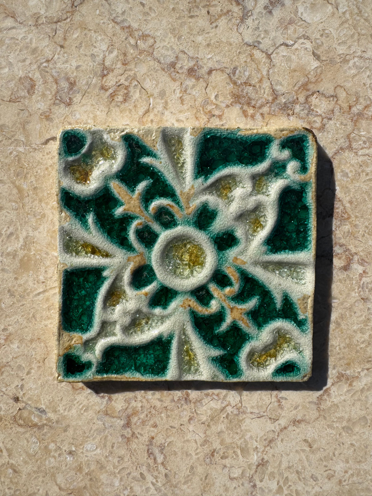 Decorative Crystal Glass Tile | Set of 10 | 100 x 100 mm | Mandala Seed