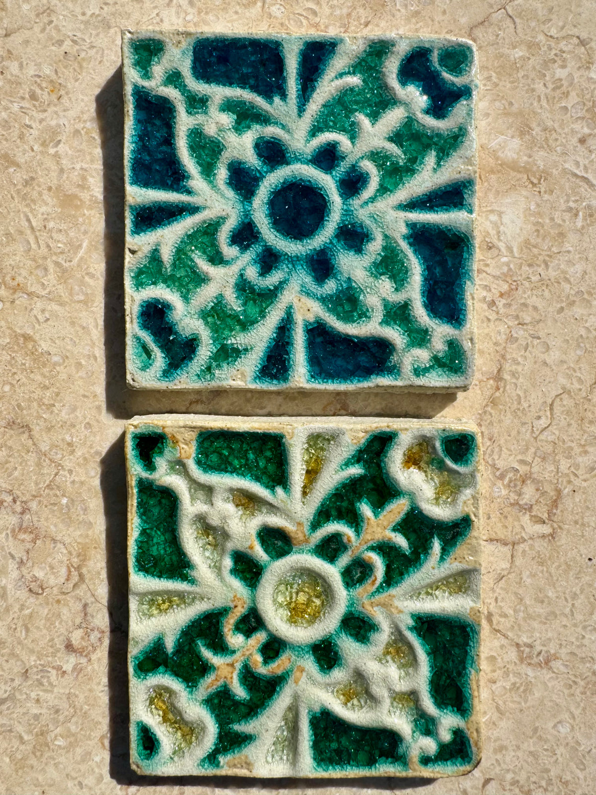 Decorative Crystal Glass Tile | Set of 10 | 100 x 100 mm | Mandala Seed
