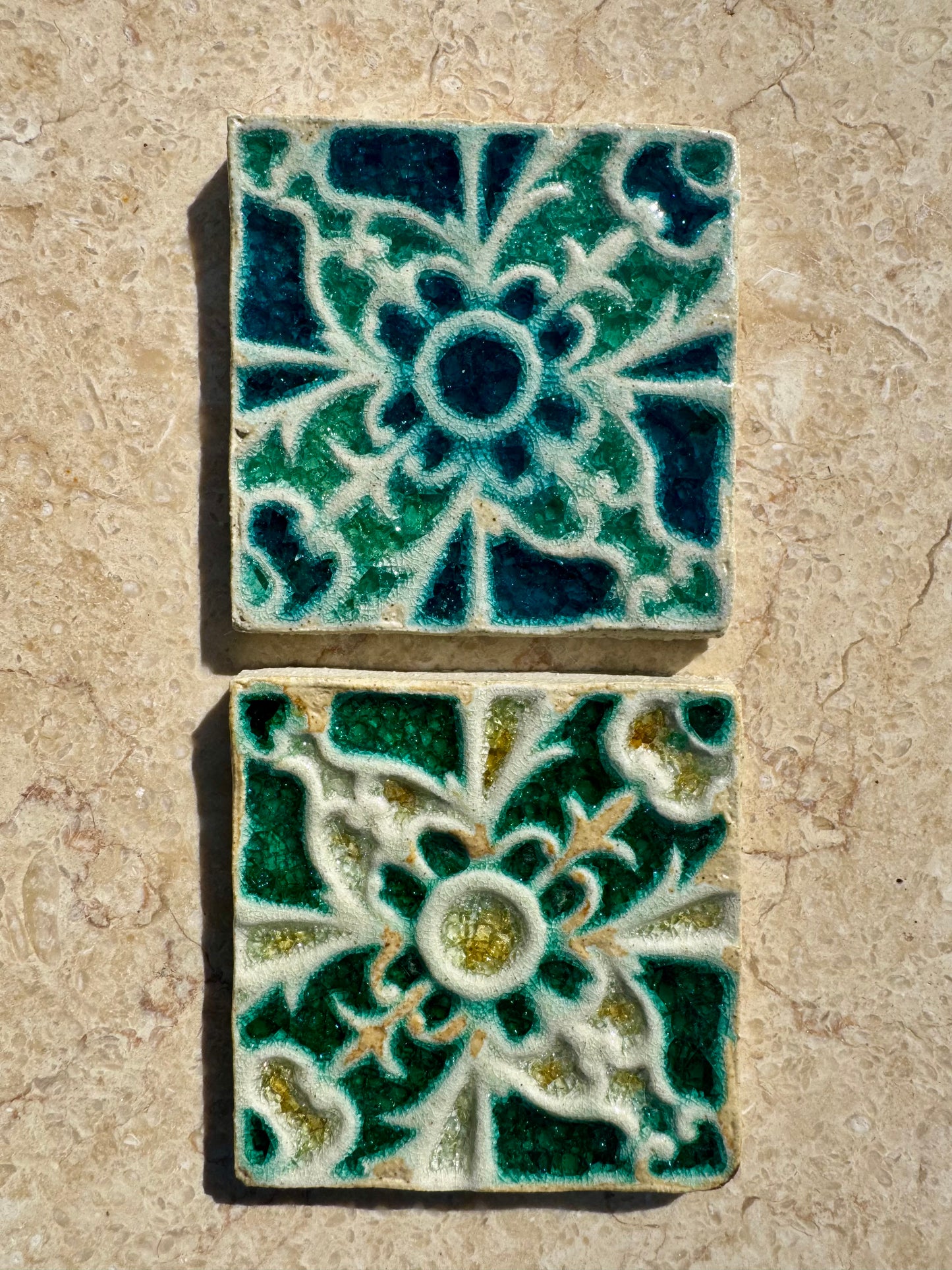 Decorative Crystal Glass Tile | Set of 10 | 100 x 100 mm | Mandala Seed