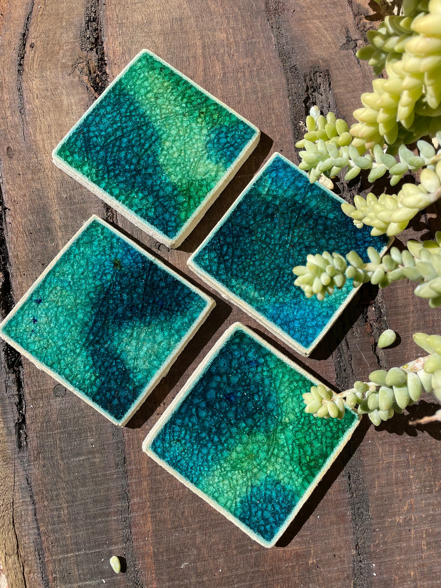 Bespoke Glass Jewel Coaters in Motion - Set of 4