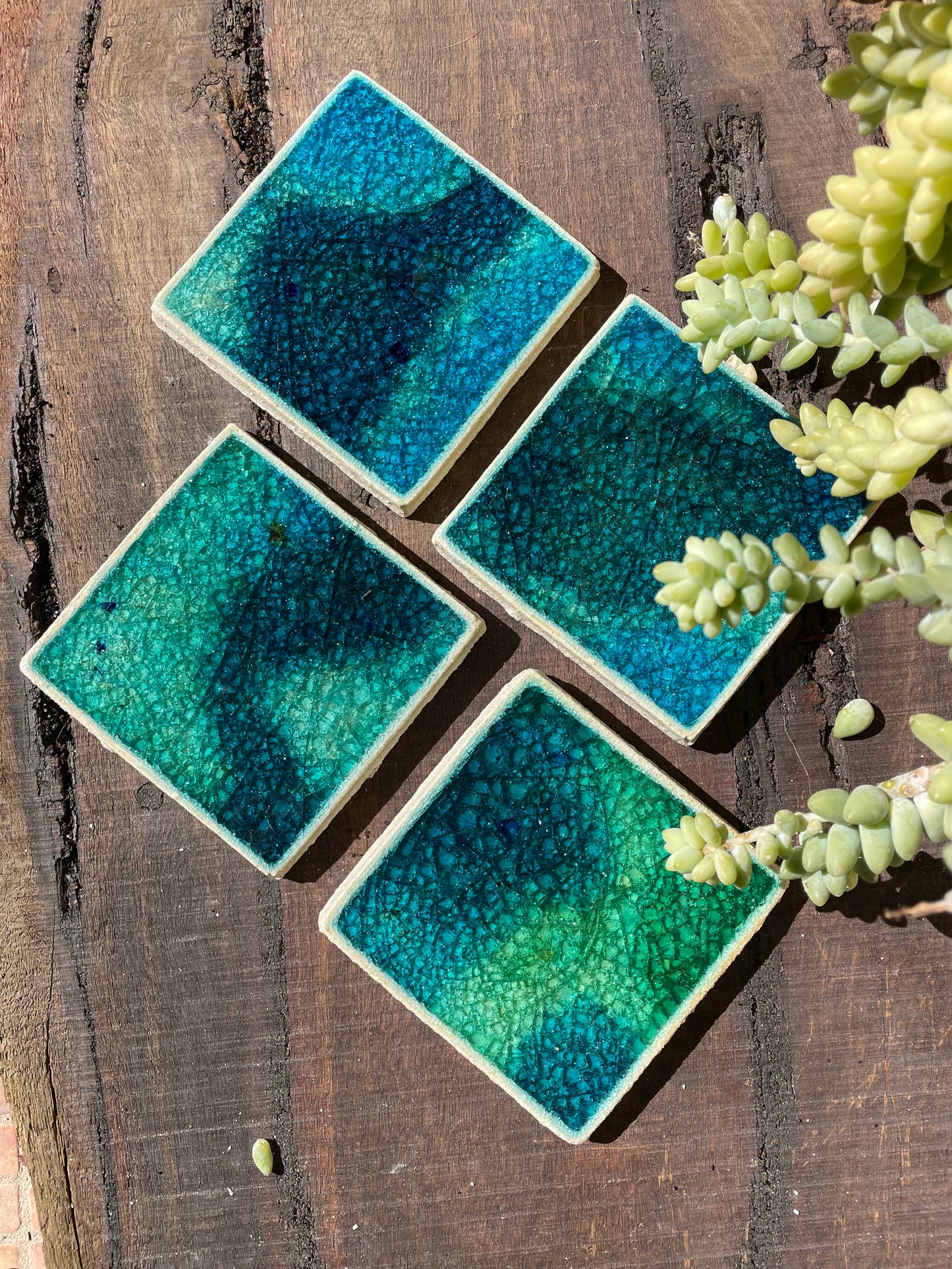 Bespoke Glass Jewel Coaters in Motion - Set of 4