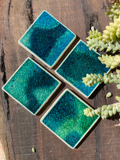 Bespoke Glass Jewel Coaters in Motion - Set of 4