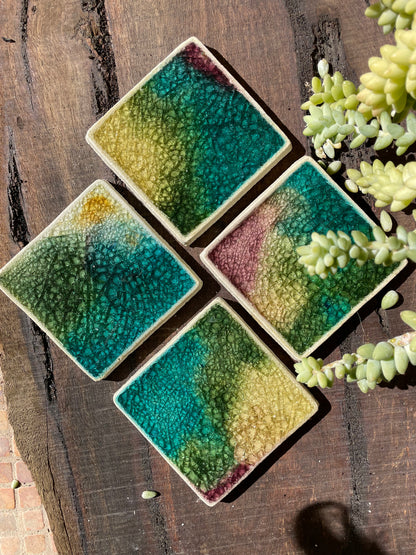 Bespoke Glass Jewel Coaters in Motion - Set of 4