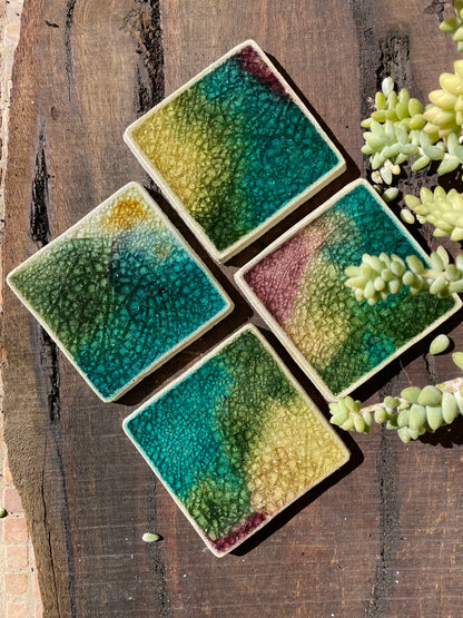 Bespoke Glass Jewel Coaters in Motion - Set of 4