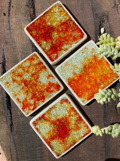 Bespoke Glass Jewel Coaters in Motion - Set of 4