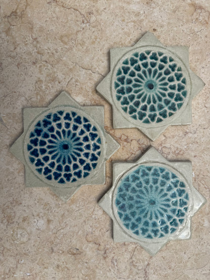 Decorative Crystal Glass Tiles | Star | Set of 10 | Star Mandala