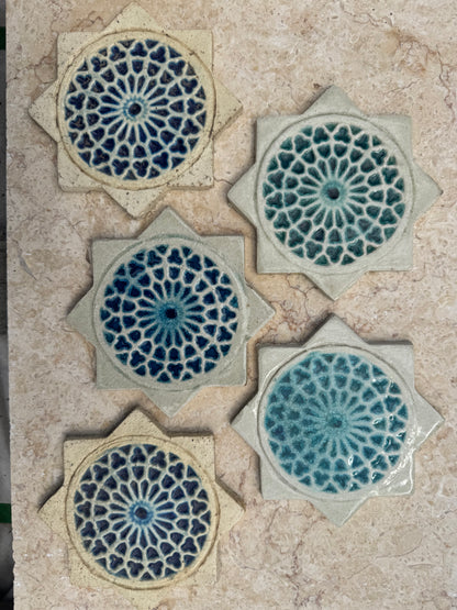Decorative Crystal Glass Tiles | Star | Set of 10 | Star Mandala