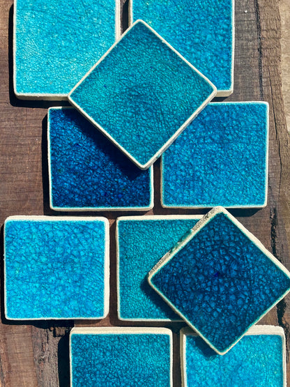 Bespoke Crystal Glass Jewel Tile: Turquoise