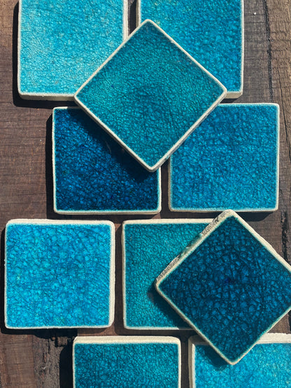 Bespoke Crystal Glass Jewel Tile: Turquoise
