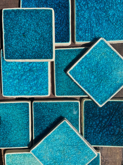 Bespoke Crystal Glass Jewel Tile: Turquoise