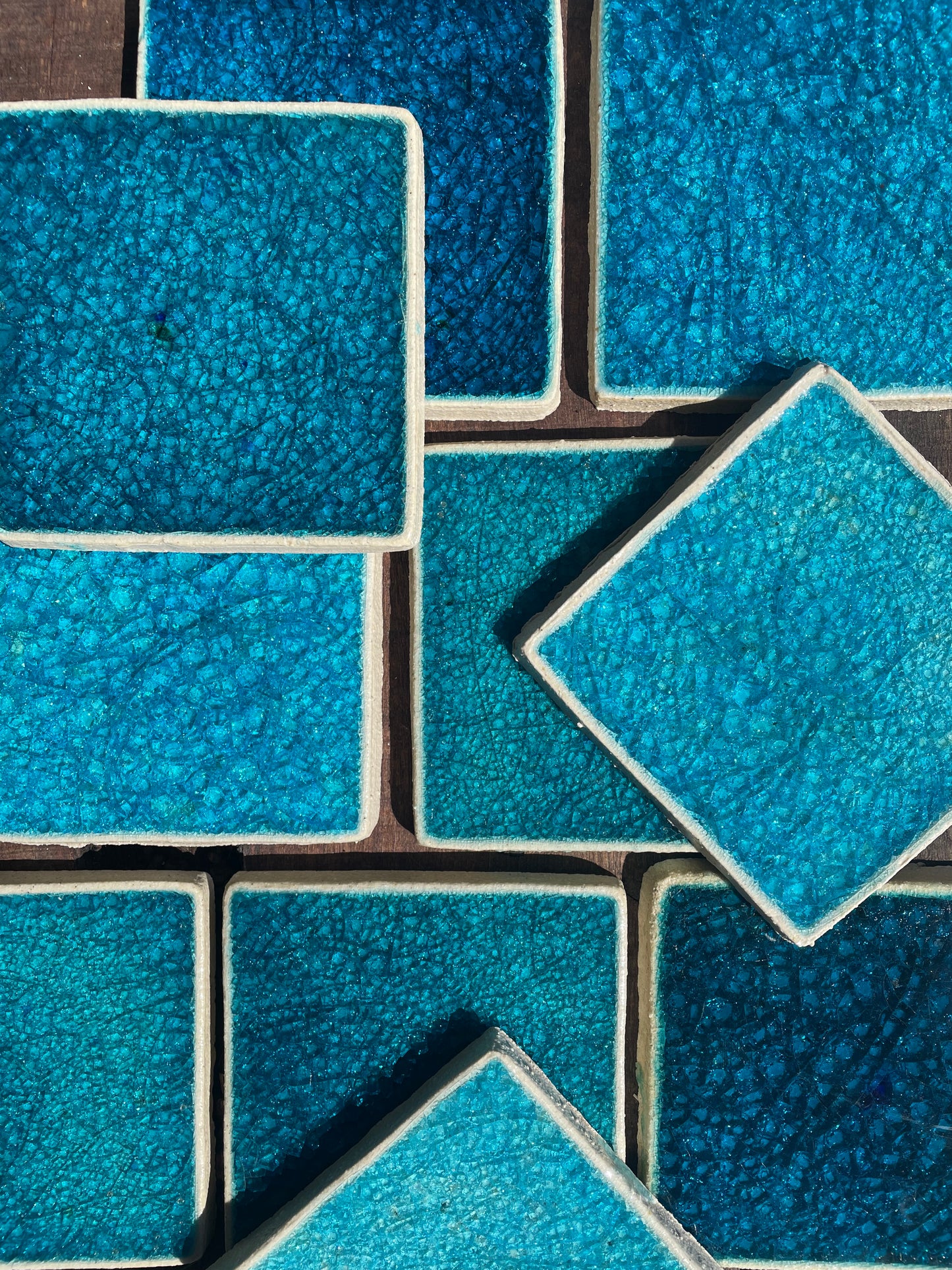 Bespoke Crystal Glass Jewel Tile: Turquoise