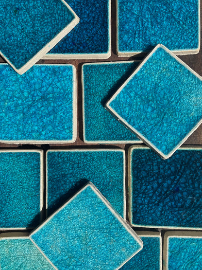 Bespoke Crystal Glass Jewel Tile: Turquoise
